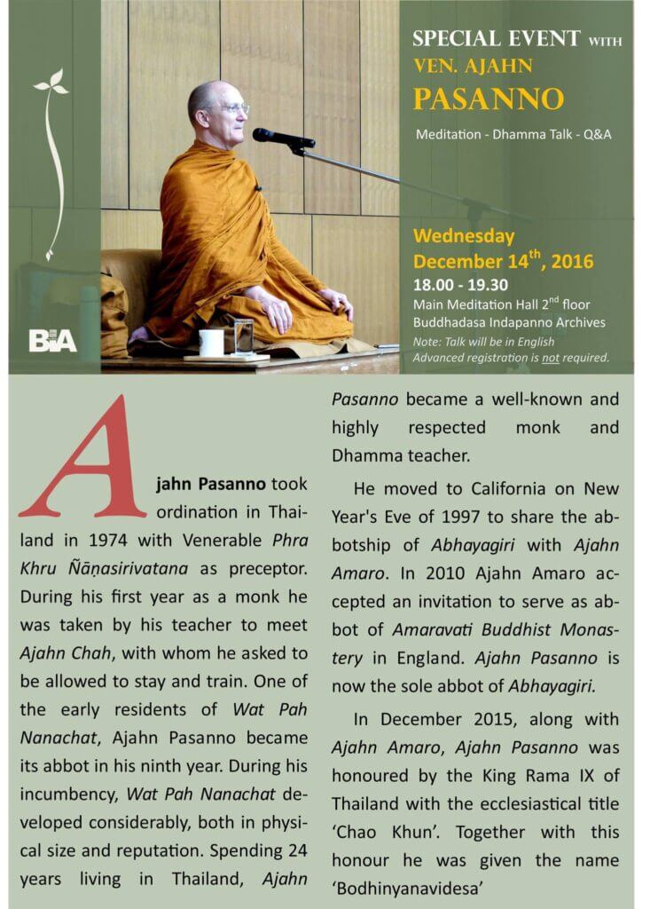 2016.12.14 Dhamma Talk with Q&A #3 - Ajahn Pasanno 1 2016.12.14 Dhamma Talk with QA 3