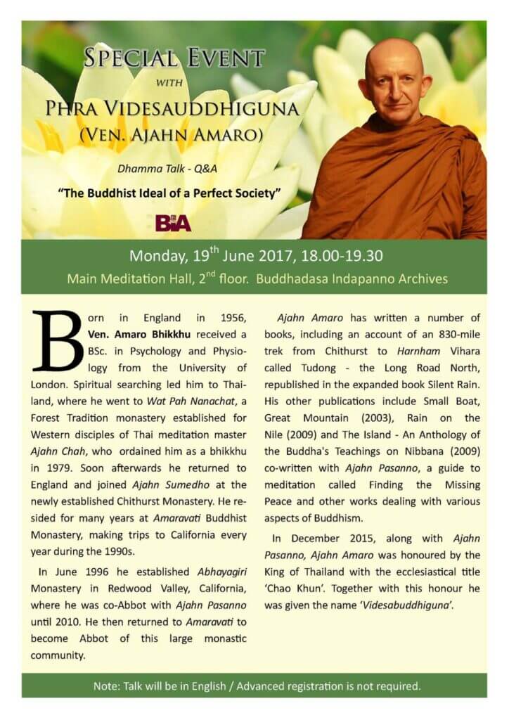 2017.06.19 The Buddhist Ideal of a Perfect Society 1 2017.06.19 The Buddhist Ideal of a Perfect Society Aj Amaro
