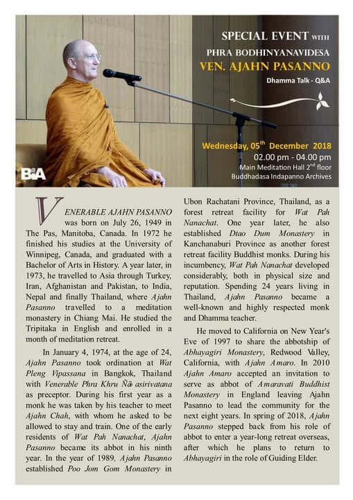 2018.12.05 Dhamma Talk with Q&A #5 - Ajahn Pasanno 1 2018.12.05 Dhamma Talk with QA 5