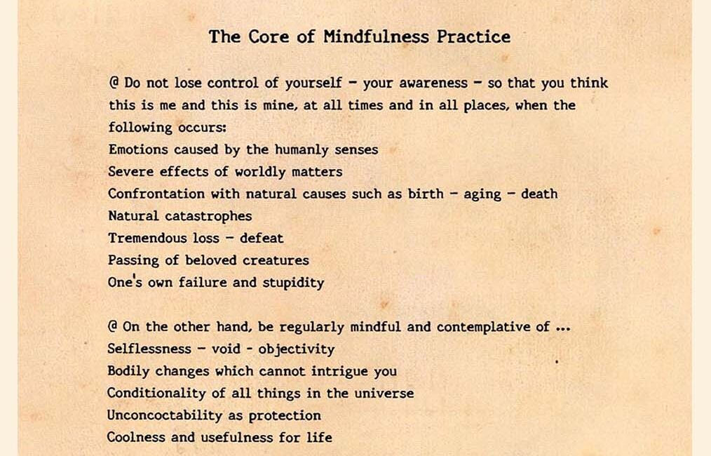 The Core of Mindfulness Practice 19 10 Dhamma Likhit