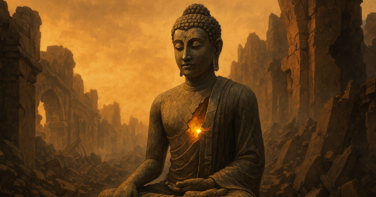 ใจความทั้งหมดของพระพุทธศาสนา หัวใจของพุทธศาสนาคือ "สิ่งทั้งปวงไม่ควรยึดมั่นถือมั่น" (Legacy Records) 1 ChatGPT Image Jun 23 2025 04 30 18 AM cr