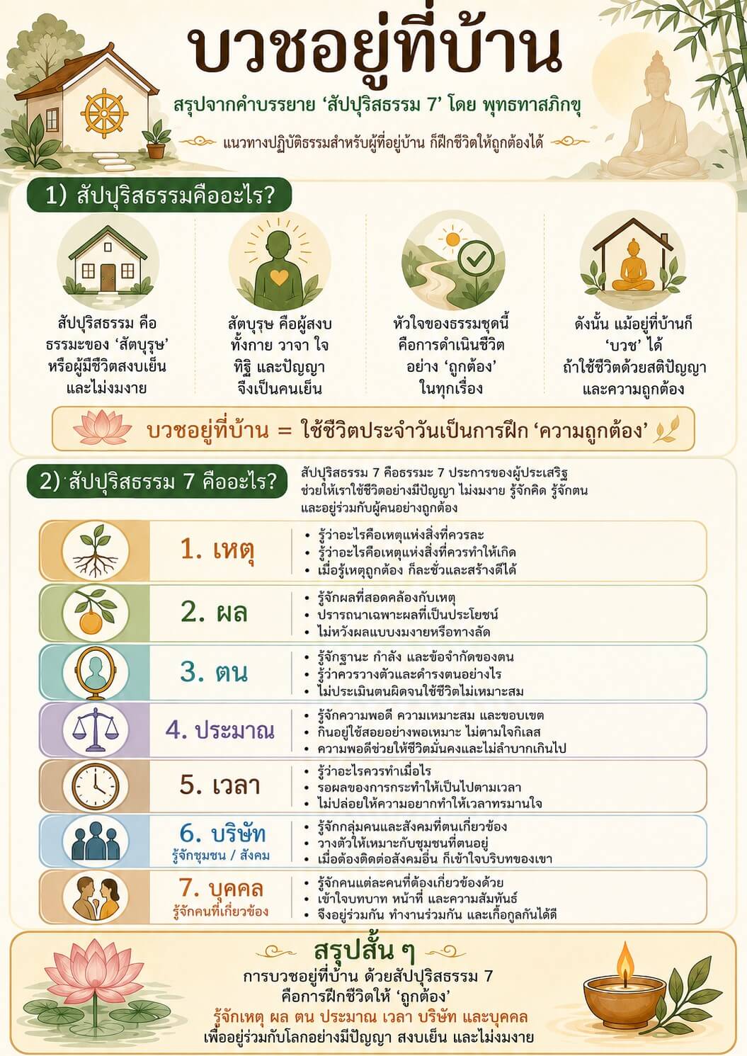 บวชอยู่ที่บ้าน ตอน 3 เข้าใจชีวิตให้ถูกจนอยู่อย่างสงบเย็น - พุทธทาสภิกขุ 1 สัปปุริสธรรม